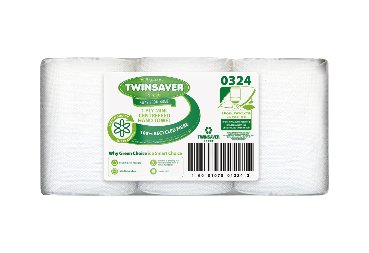 0324 PLY MINI CENTREFEED HAND TOWEL Twinsaver AFH